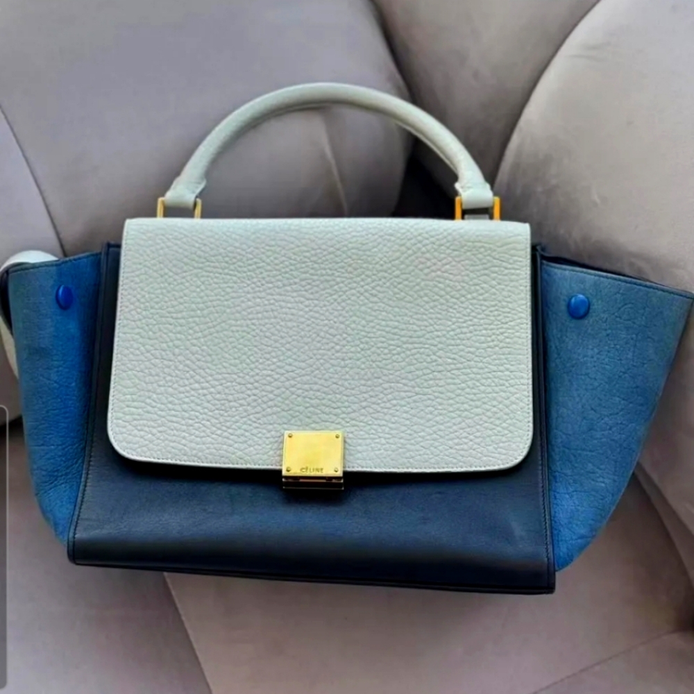 Celine Trapeze Blue Gray Shoulder Bag